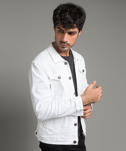 HR Clothing Men's Denim Jacket - White