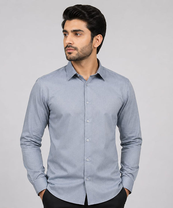 Men's Dress Shirt - Silver Blue Dsh-0293