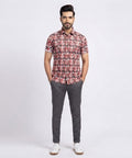 Men's Casual Printed Red Half Sleves Shc-1776 (H)