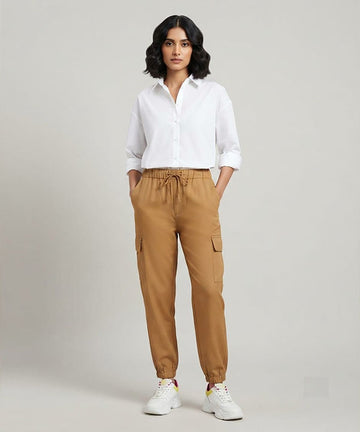 Women's Brown Jogger Trousers LLW-0004