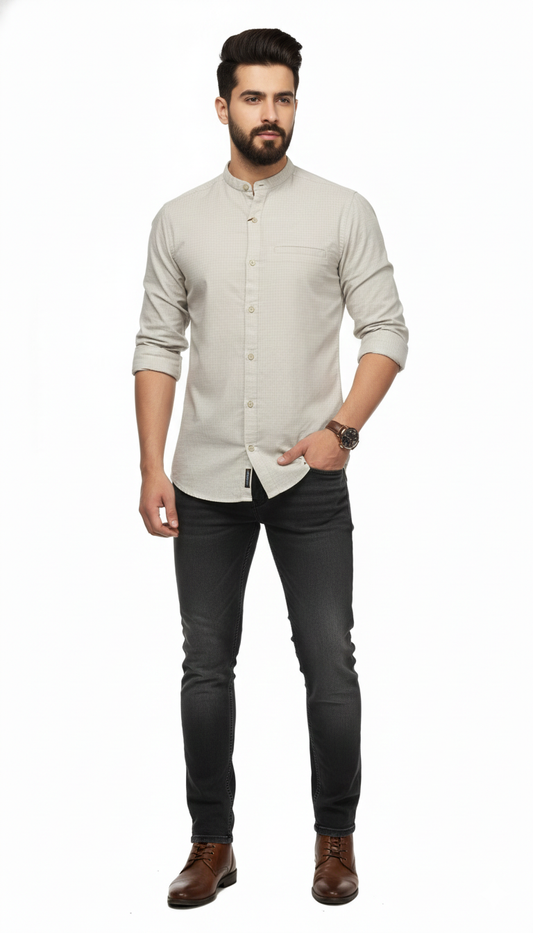 Men's Casual Shirt - Shc-1536 D-Beige