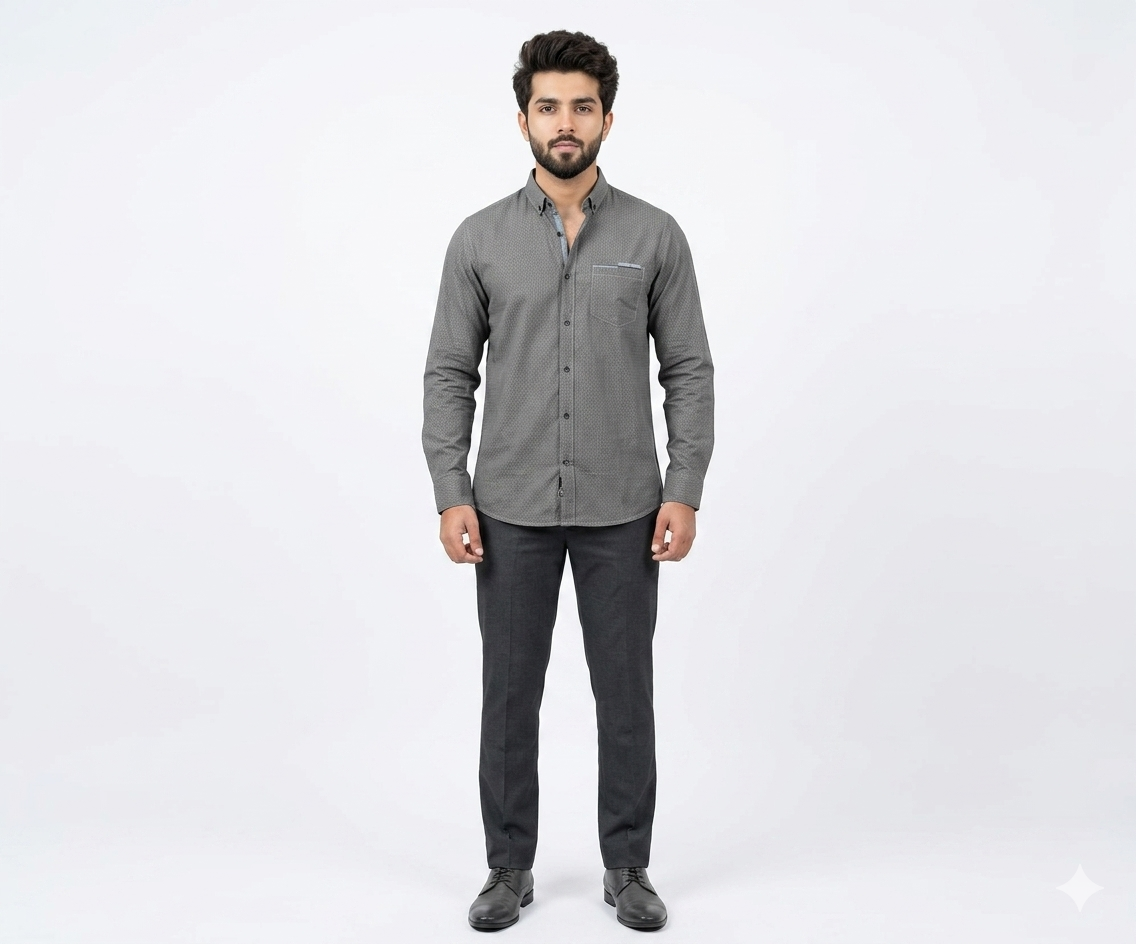 Men's Casual Shirt - Shc-1062 Dotted Grey