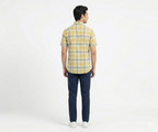 Men's Casual Yellow Chk Half Sleves Shc-1838 ORG