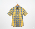 Men's Casual Yellow Chk Half Sleves Shc-1838 ORG
