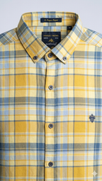 Men's Casual Yellow Chk Half Sleves Shc-1838 ORG