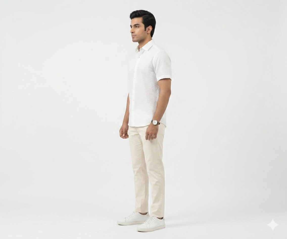 Men's Casual White Dotted Half Sleves Shc-2047 ORG