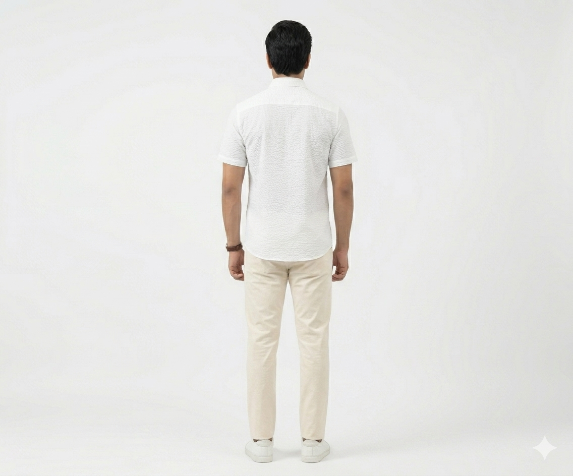 Men's Casual White Dotted Half Sleves Shc-2047 ORG
