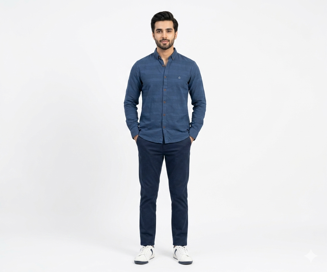 Men's Casual Shirt - Shc-1705 Texture Blue
