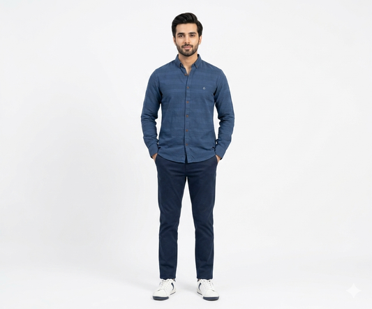 Men's Casual Shirt - Shc-1705 Texture Blue