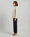 Women's Mock Neck Long Sleeve Floral Shirt White LT-0282