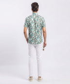 Men's Casual Printed Ferozi Half Sleves Shc-1776 (H)