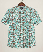 Men's Casual Printed Ferozi Half Sleves Shc-1776 (H)
