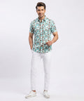 Men's Casual Printed Ferozi Half Sleves Shc-1776 (H)