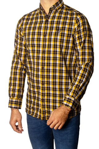 Men's Casual Checkered Shirt SHC-1701 Yellow Chk