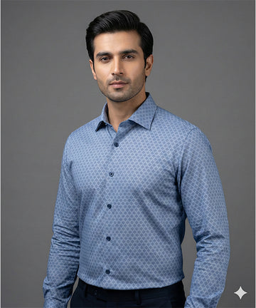 Men's Dress Shirt - Texture Blue Dsh-0289
