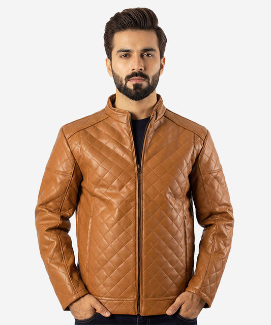 Men's Faux Leather Jacket Jk-0337 Camel