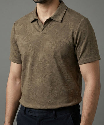 Men's T-Shirt Collar Brown Tsh-7025