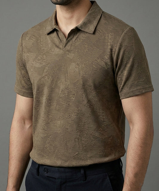 Men's T-Shirt Collar Brown Tsh-7025