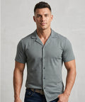 Men’s Pinstripe Drawstring Half Sleeves Shirt– Relaxed Fit - SHC-3067 Green Stripe