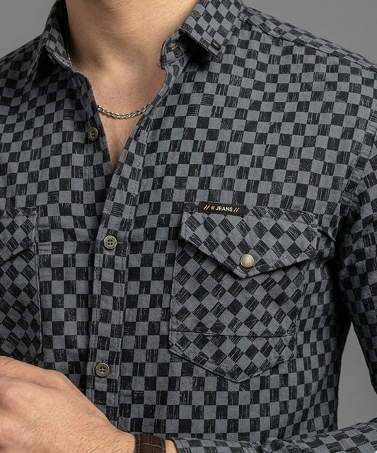 Men's Casual Shirt SHC-1544 PRINTED GREY