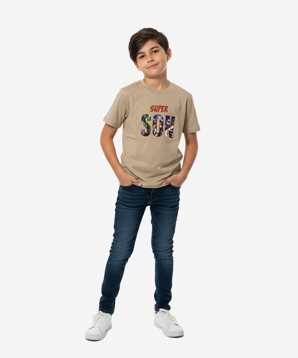 HR clothing Kids Super Son Tee's - Beige BTS-1899