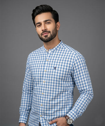 Men's Casual Shirt - Shc-1443 Blue Chk