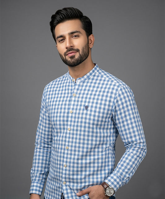 Men's Casual Shirt - Shc-1443 Blue Chk