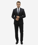 Formal Suit Gst-0126 Texture Black 2 Button