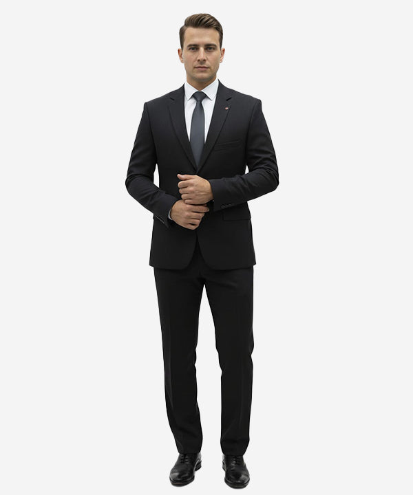 Formal Suit Gst-0126 Texture Black 2 Button