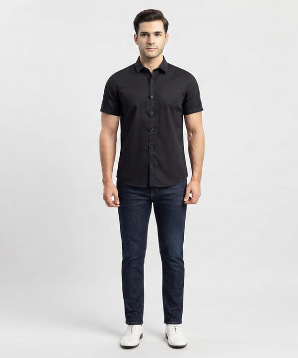 Men's Casual Black Half Sleves Shc-1927