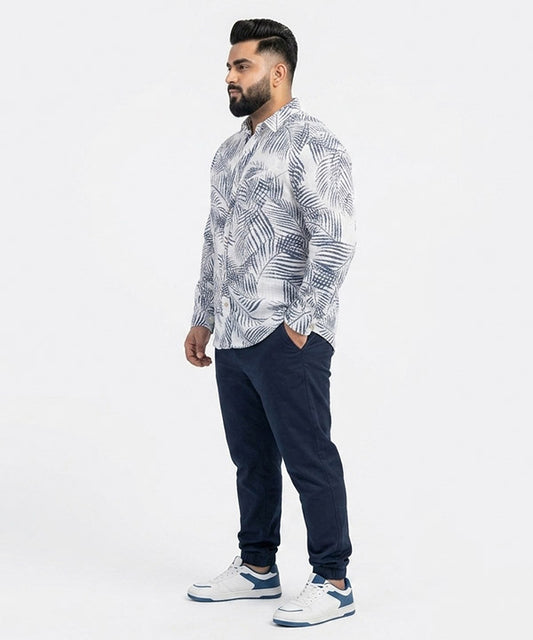 Men's Over Size Casual Shirt - Printed White Shc-1978 ORG