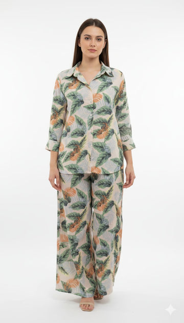 Women's Co-Ord Suit Green Floral