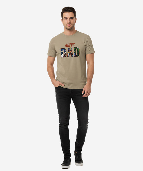 HR Clothing Men’s Super Dad Printed T-Shirt – Beige TSH-5921