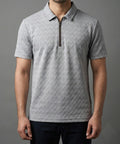 Men's T-Shirt Collar Grey Zip Style Tsh-7022