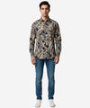 Men's Casual Printed Shirt - Brown Floral Shc-1028