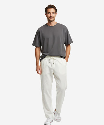 HR Clothing Men's Linen Trousers - White