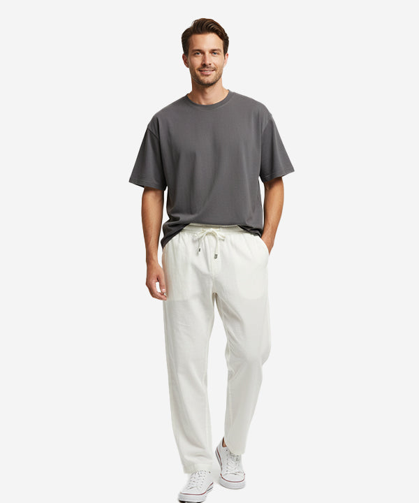 HR Clothing Men's Linen Trousers - White LWR-0537