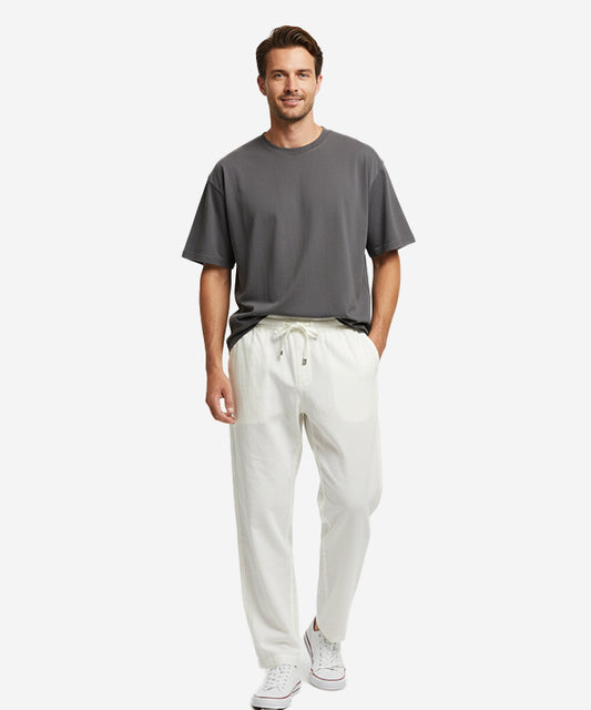 HR Clothing Men's Linen Trousers - White