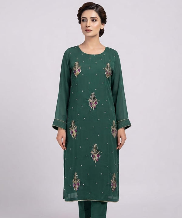 Women's Eastern Green Embroidered 2-Piece Suit 0006