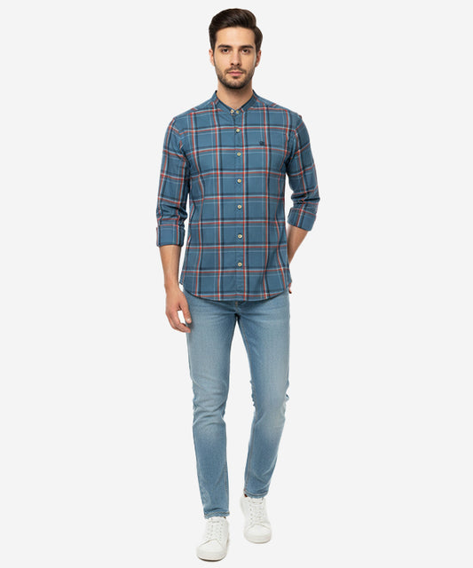 Men's Casual Shirt - Shc-1458 Blue Chk