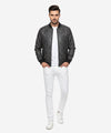 Men's Leather Jacket - Printed Grey JK-0438