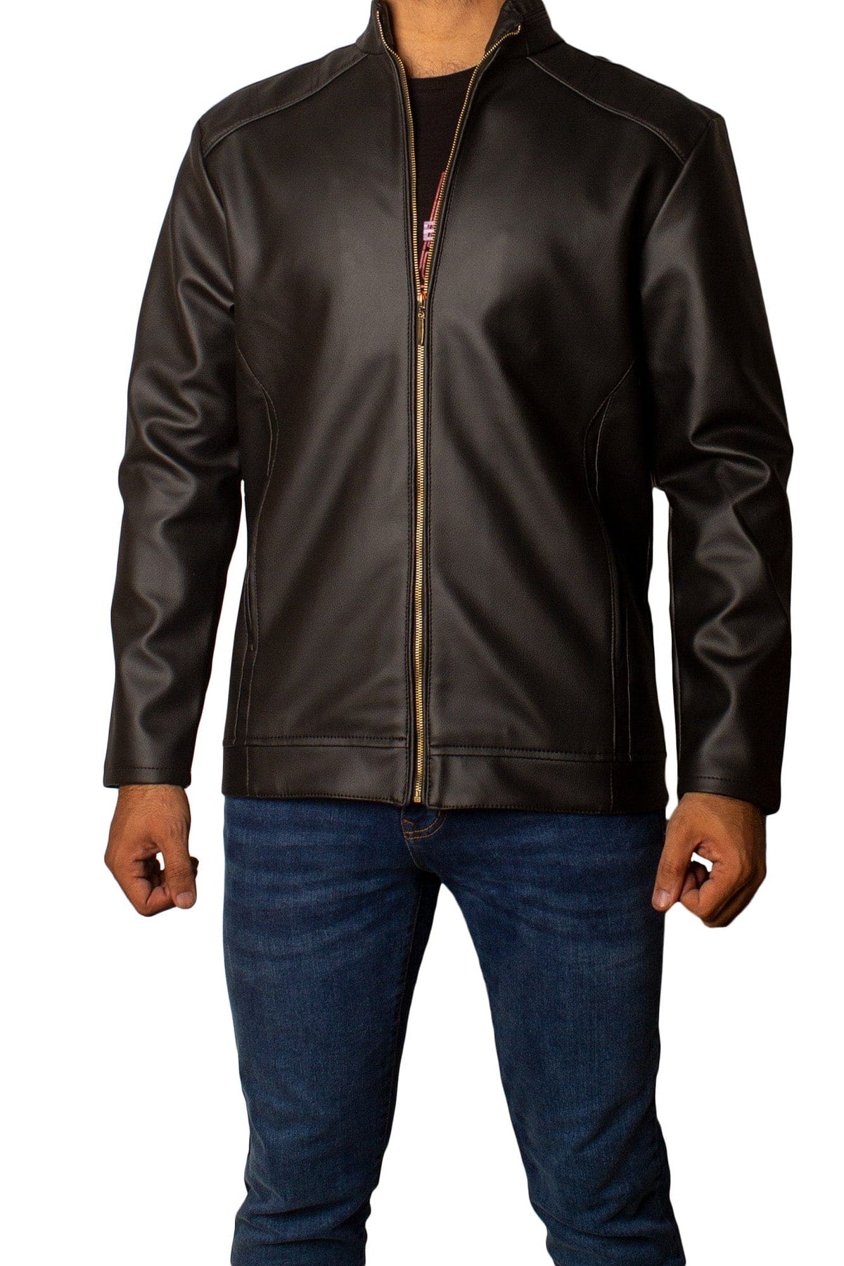 Men's Faux Leather Jacket Jk-0287 Black