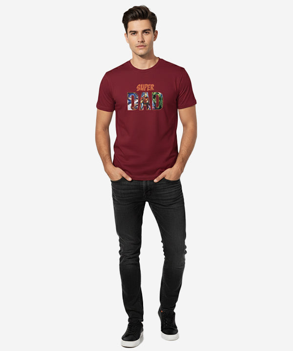 HR Clothing Men’s Super Dad Printed T-Shirt – Maroon TSH-5921
