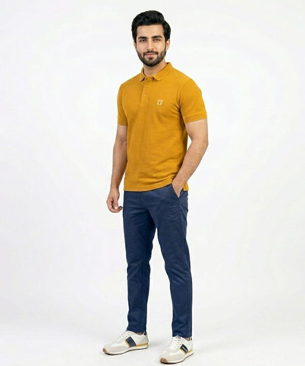 Premium Ribbed Collar Polo T-Shirt Mustard TSH-7162