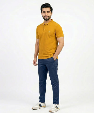 Premium Ribbed Collar Polo T-Shirt Mustard TSH-7162
