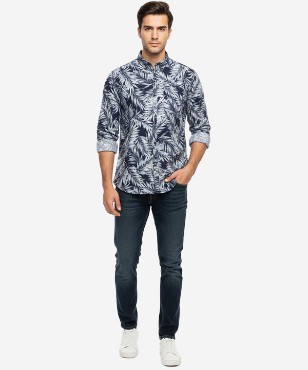 Men's Casual Shirt - Shc-1028 Blue Floral