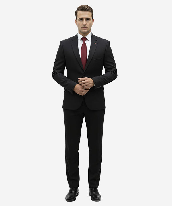 Formal Suit Gst-0127 Texture Black 2 Button