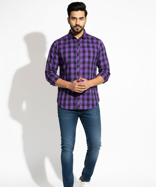 Men's Casual Shirt - Shc-0593 Purple check
