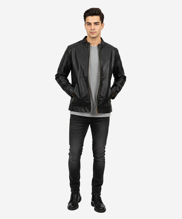 Men's Leather Jacket - Black Jk-0315