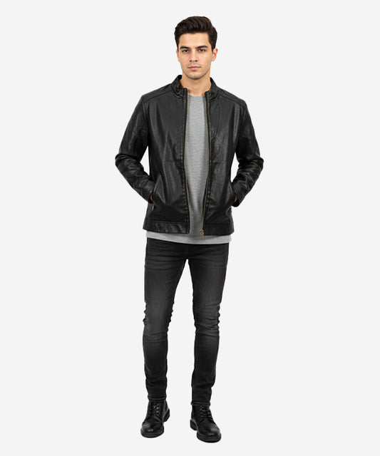 Men's Leather Jacket - Black Jk-0315